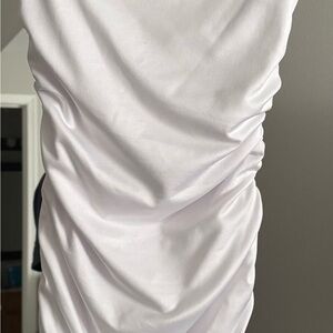 Elegant White Ruched Dress